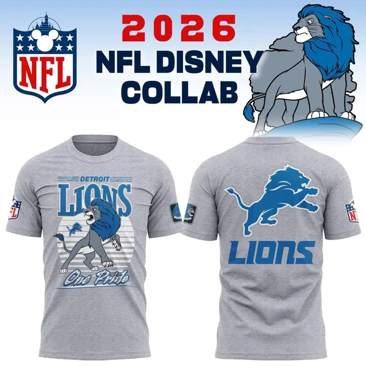 2026 NFL Disney Collab Merch Detroit Lions Simba One Pride T-Shirt Detroit Football Merch