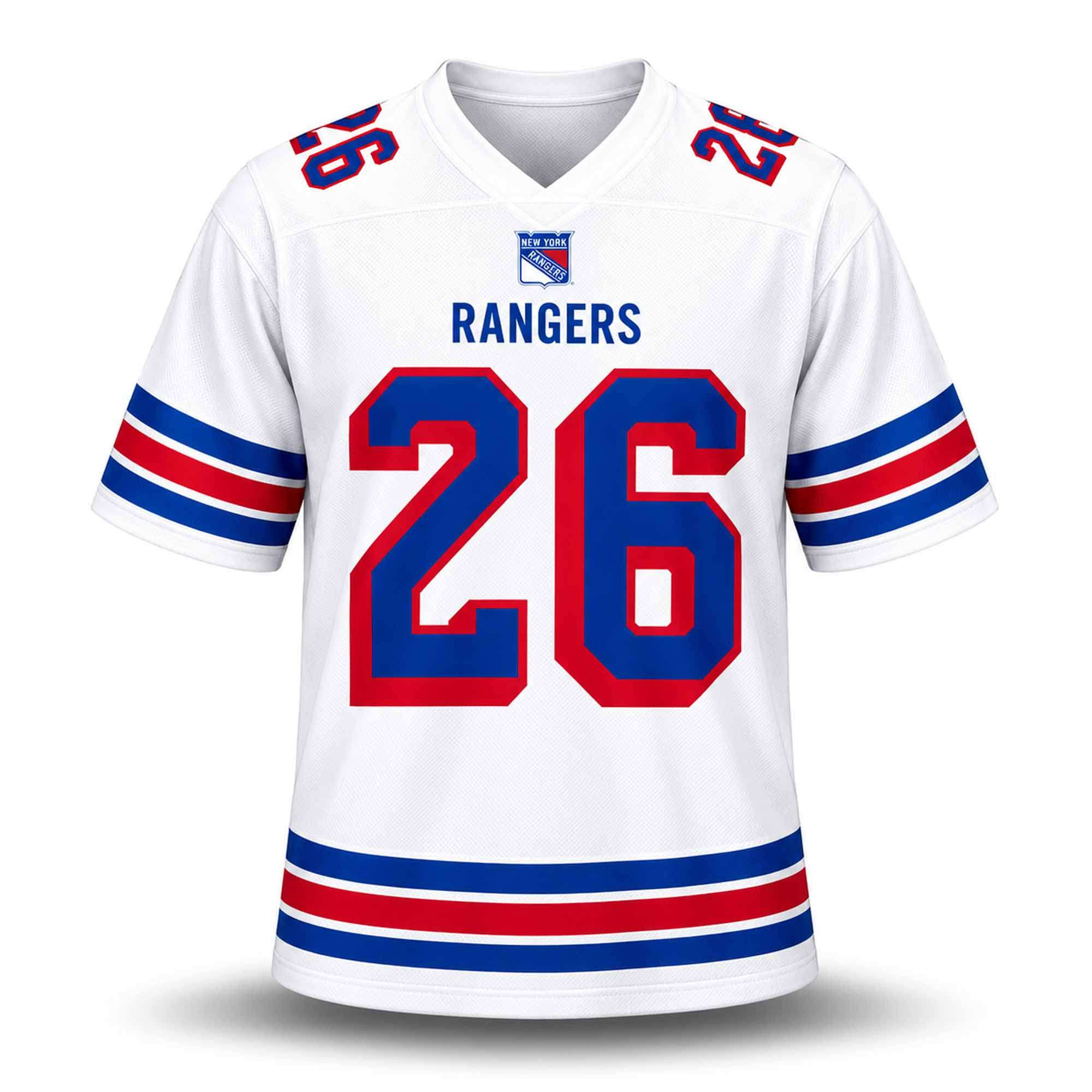 2026 NY Rangers Football Jersey Game Day Outfits NY Rangers Merch Present For Hockey Lovers