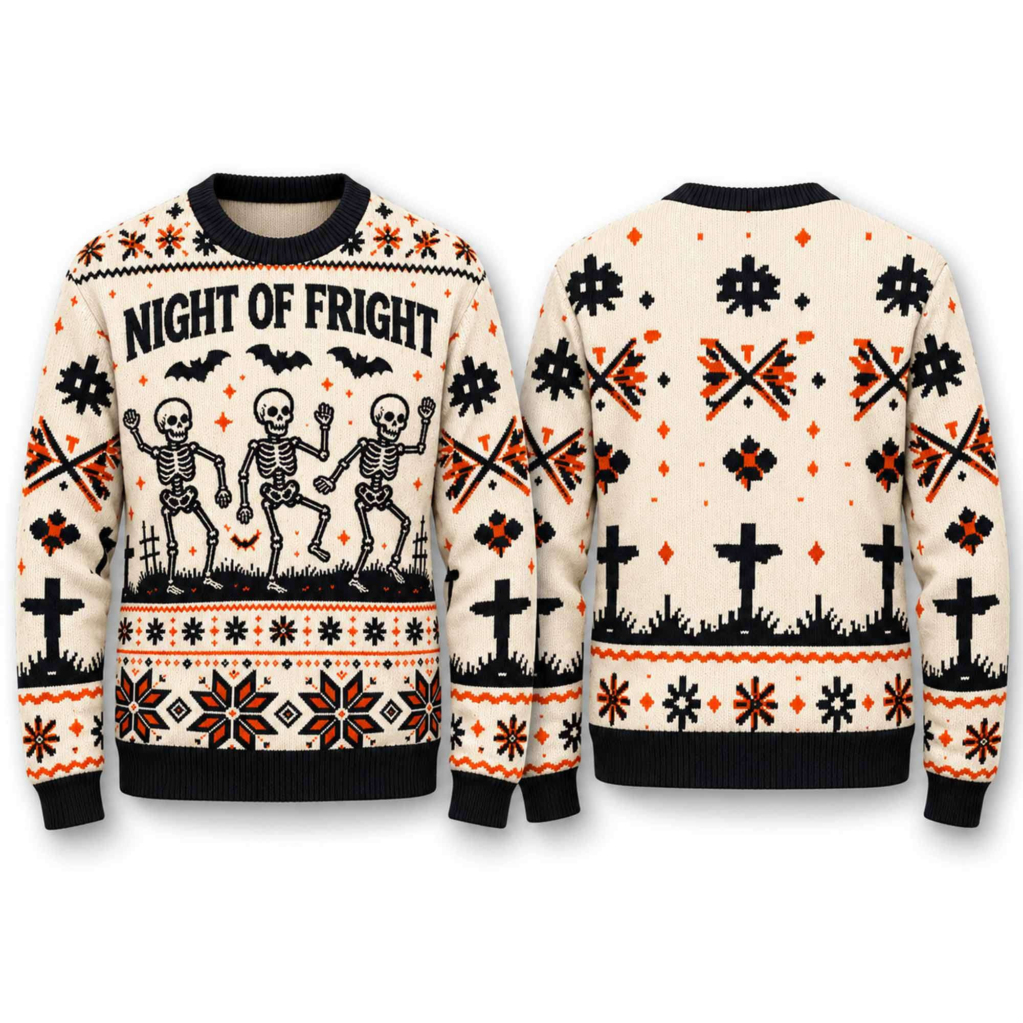 2026 Skeleton Halloween Night For Fight Ugly Sweater Halloween Themed Clothes Friends Gifts