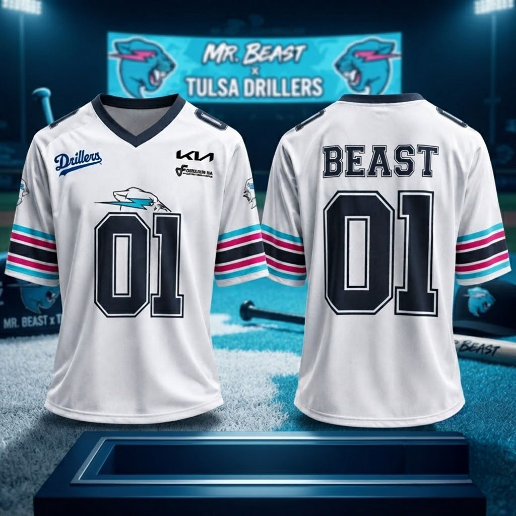 2026 Tulsa Drillers X Mr Beast Jersey No 1 Jersey Tulsa Drillers Merch Gift For Brothers 2026 Tulsa Drillers X Mr Beast Jersey No 1 Jersey Tulsa Drillers Merch Gift For Brothers