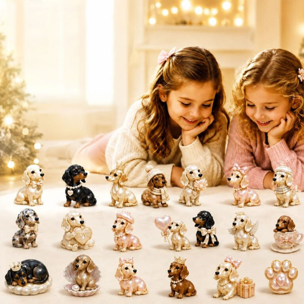 24-Day Pearl Dachshund Christmas Advent Calendar Xmas Tree Ornaments Gifts For Dachshund Lovers