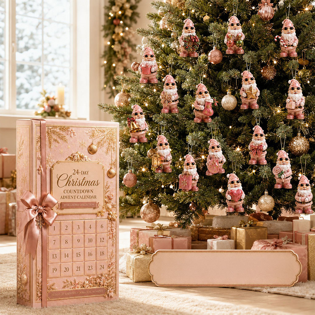 24-Day Pink Dwarf Christmas Countdown Advent Calendar Cute Holiday Gifts for Dwarf Lovers