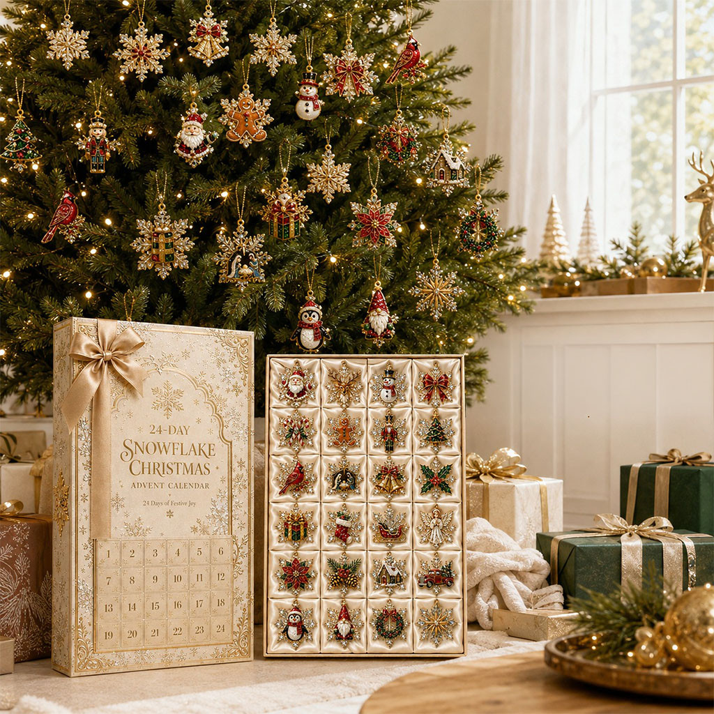 24-Day Snowflake Christmas Countdown Advent Calendar 2026 Winter Holiday Gifts for Christmas
