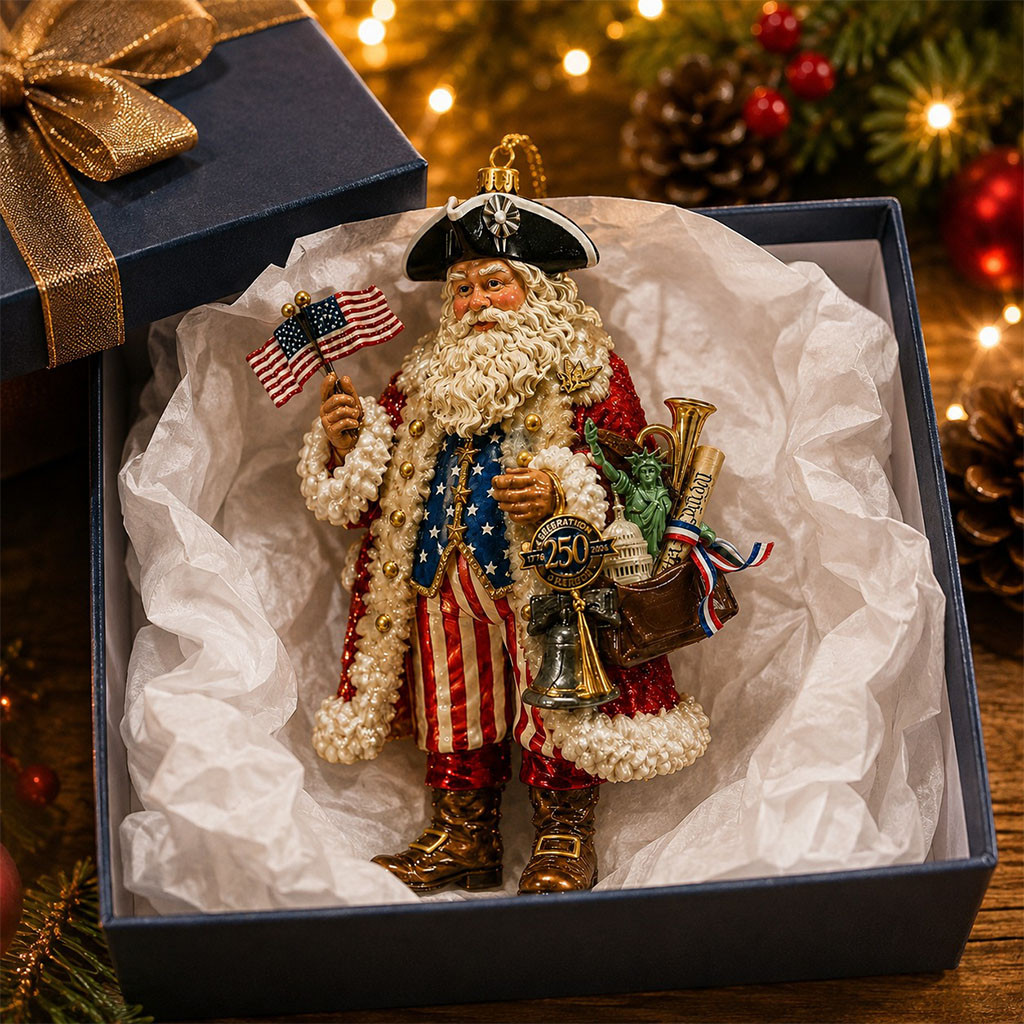 250th Anniversary Santa Claus Christmas Tree Ornament Xmas Tree Hanging Decor Patriotic Gifts