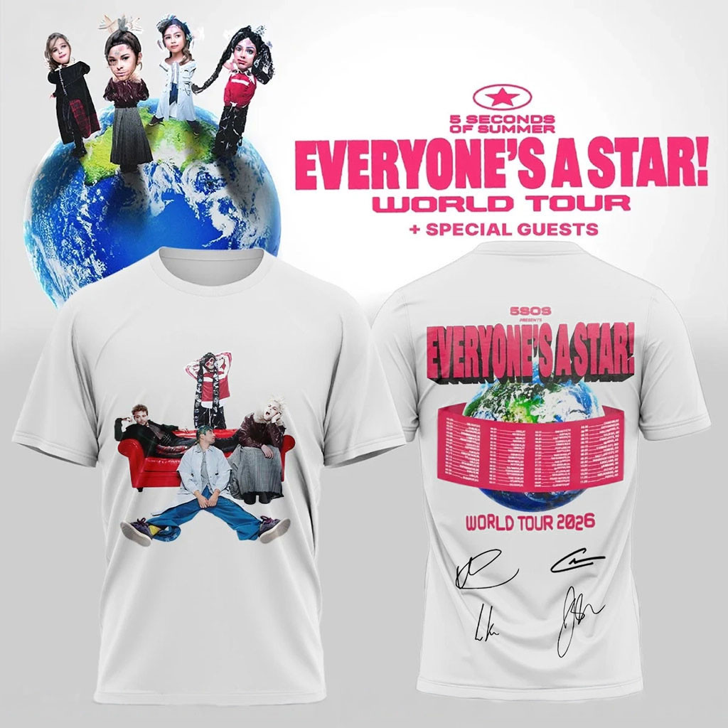 5 Seconds Of Summer Merch 2026 5SOS Everyone's A Star World Tour T-Shirt Gift For Music Lover