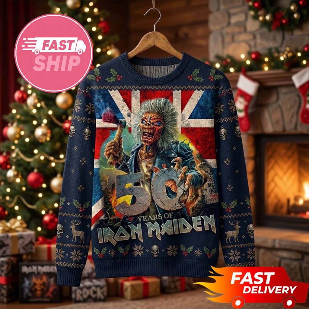 50 Years Of Iron Maiden Christmas Ugly Sweater Iron Maiden Merch Gifts For Band Fans
