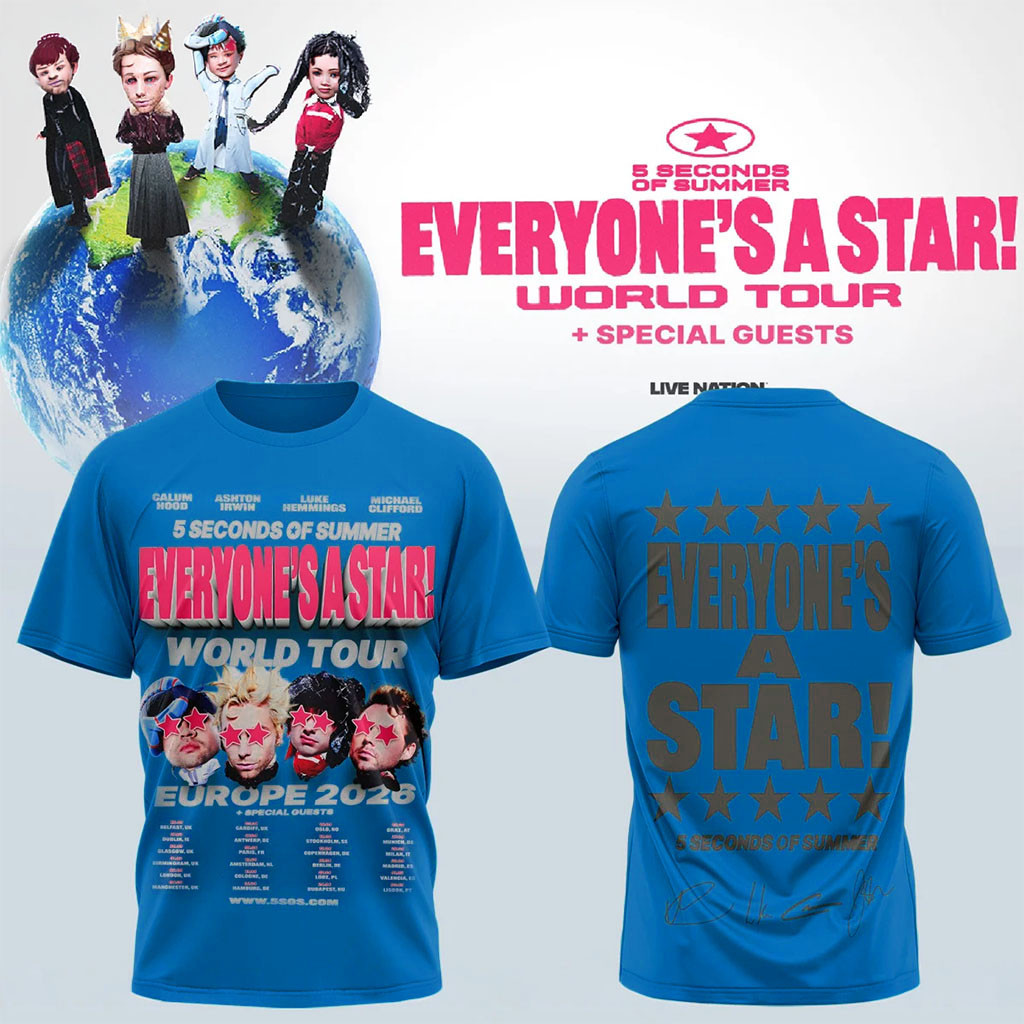 5SOS Merch 2026 5 Seconds Of Summer Everyone's A Star World Tour T-Shirt Music Concert Outfits