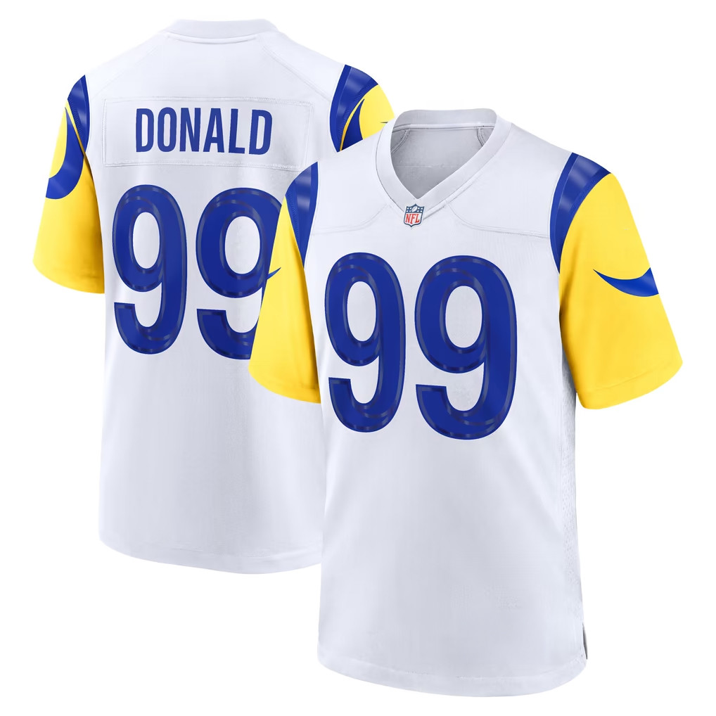 Aaron Donald Jersey Shirt White Los Angeles Rams Merch #99 LA Rams Game Jersey Gift For Fans