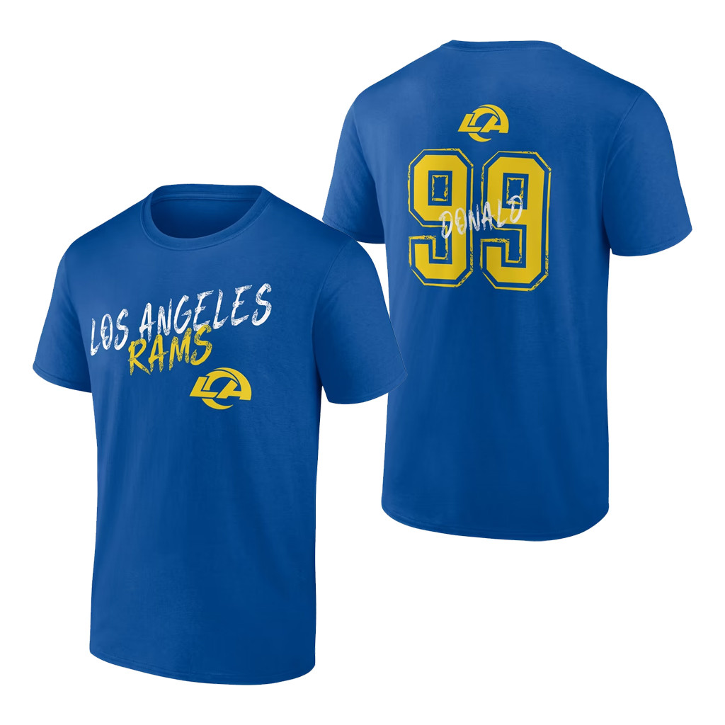 Aaron Donald T-Shirt Los Angeles Rams Merch 2026 #99 LA Rams Hustle Name And Number Shirt