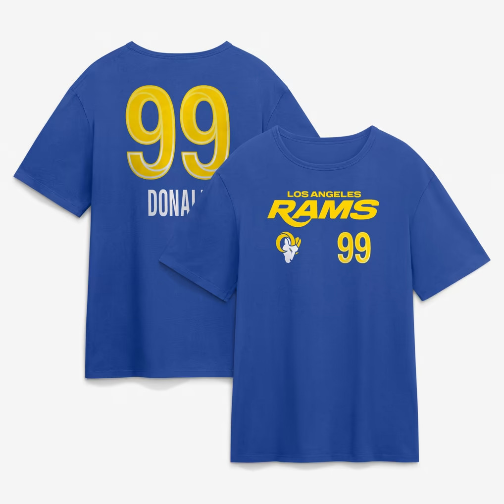 Aaron Donald T-Shirt Los Angeles Rams Merch 2026 #99 LA Rams Touchdown Name And Number Shirt