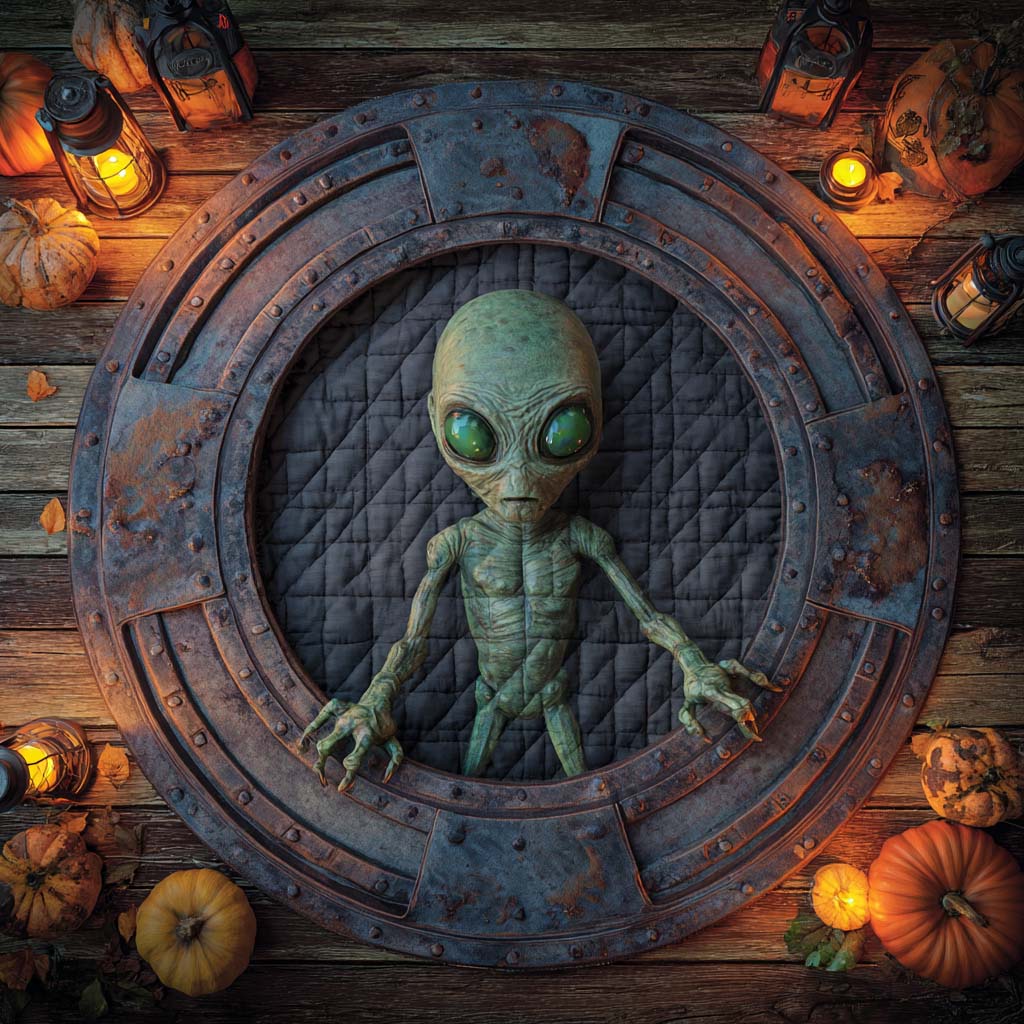 Abduction Portal Quilted Round Mat Round Floor Mat Cute Halloween Presents
