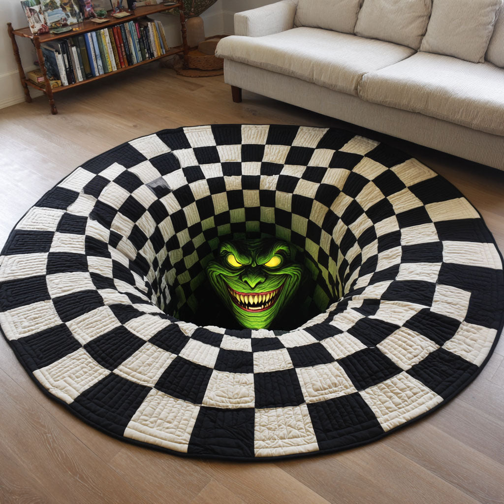 Abyss Demon Wait Quilted Round Mat Round Carpets And Rugs Spooky Gift Ideas