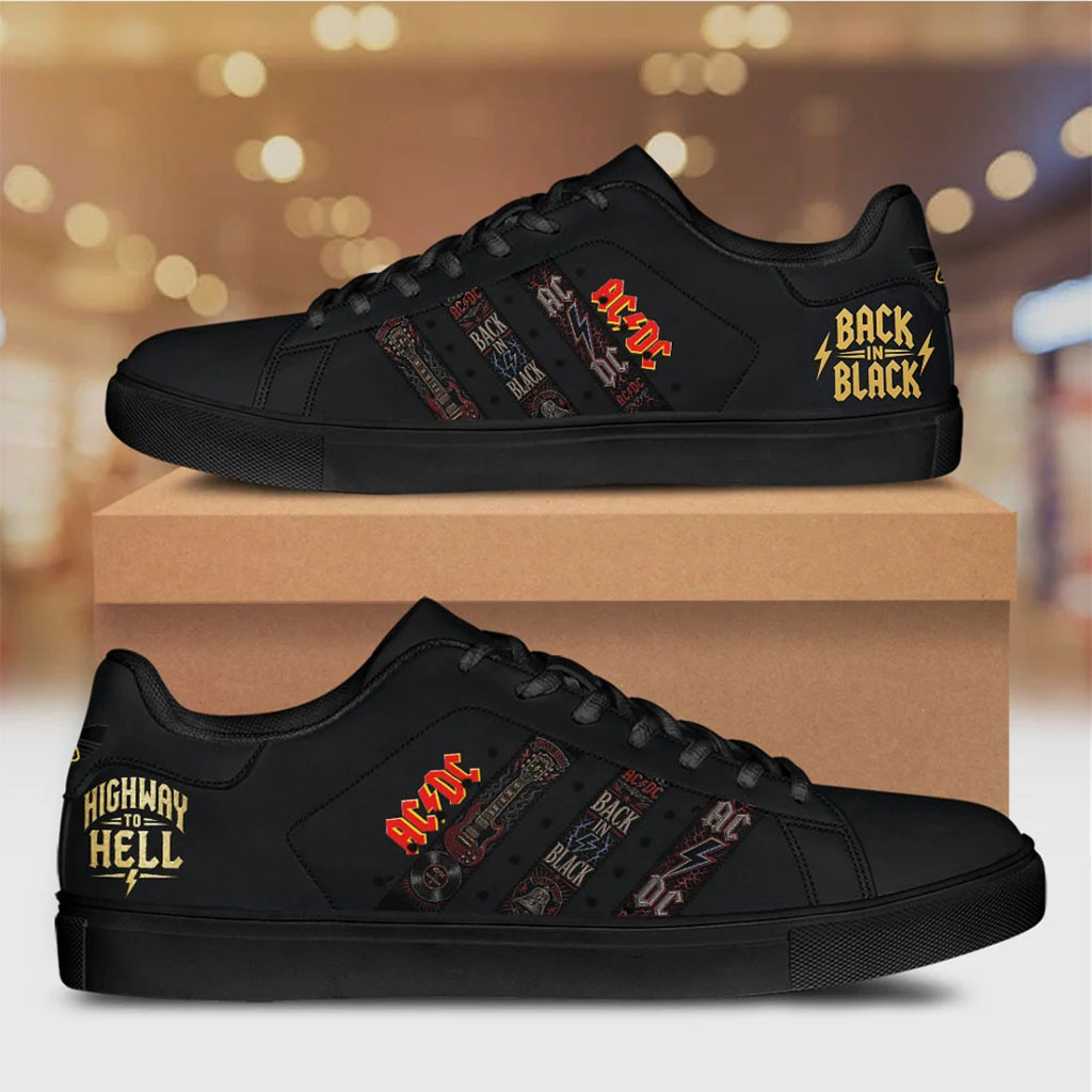 AC DC Back In Black Shoes Highway To Hell Sneakers AC DC Merch Gift For Band Fans