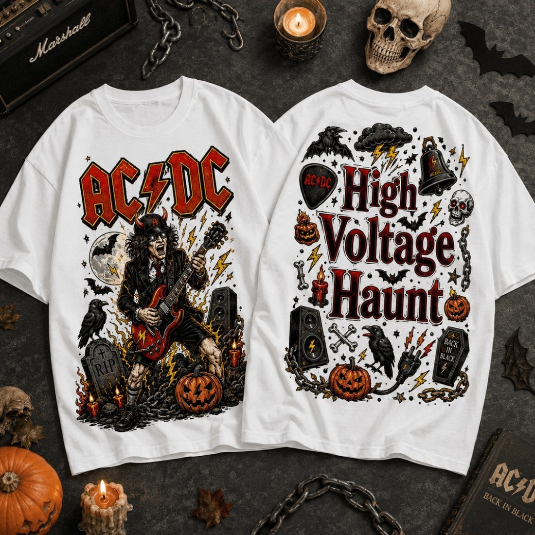 AC DC High Voltage Haunt Halloween T-Shirt AC DC Merch Gift For Music Lovers AC DC High Voltage Haunt Halloween T-Shirt AC DC Merch Gift For Music Lovers