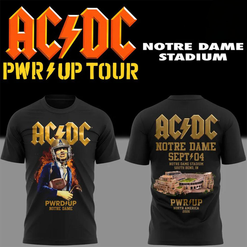 AC DC Live From Notre Dame Stadium Power Up Tour Concert 2026 T-Shirt ACDC Merch Gifts For Fan