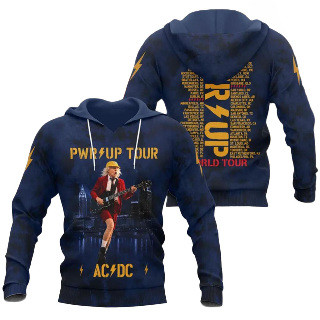 AC DC PWR UP World Tour 2026 Navy Hoodie AC DC Merch Presents For Music Lovers