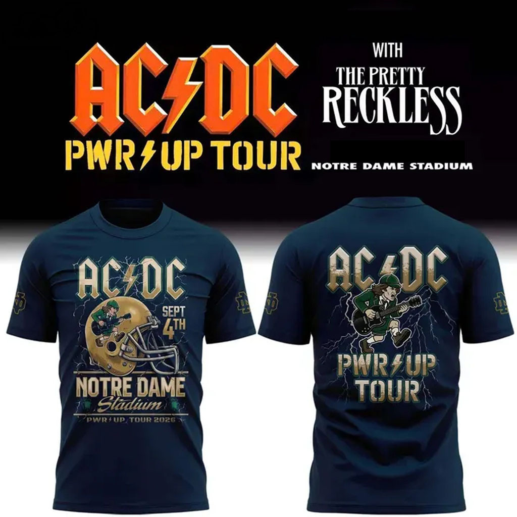 AC DC South Bend Power Up Tour 2026 T-Shirt ACDC X Notre Dame Merch Gifts For Music Lovers