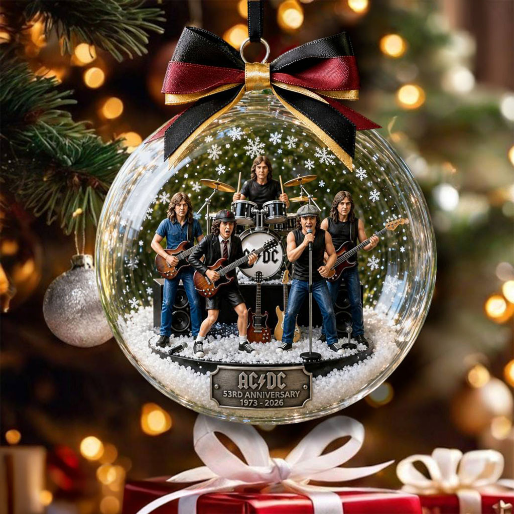 ACDC 53rd Anniversary Christmas Snow Scene Ball Ornament ACDC Merch Gifts For Rock Fan