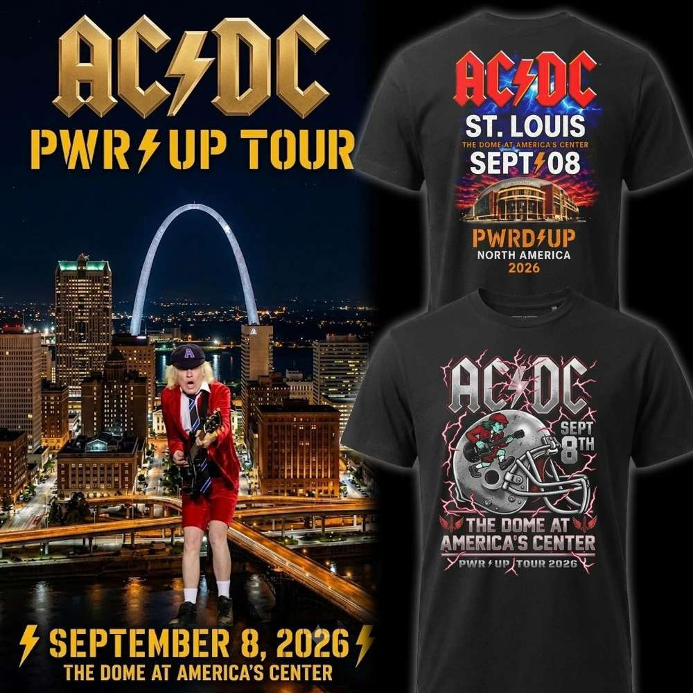 ACDC Concert Tour 2026 Football T-Shirt St Louis MO The Dome Shirt ACDC Merch Gifts For Fans ACDC Concert Tour 2026 Football T-Shirt St Louis MO The Dome Shirt ACDC Merch Gifts For Fans