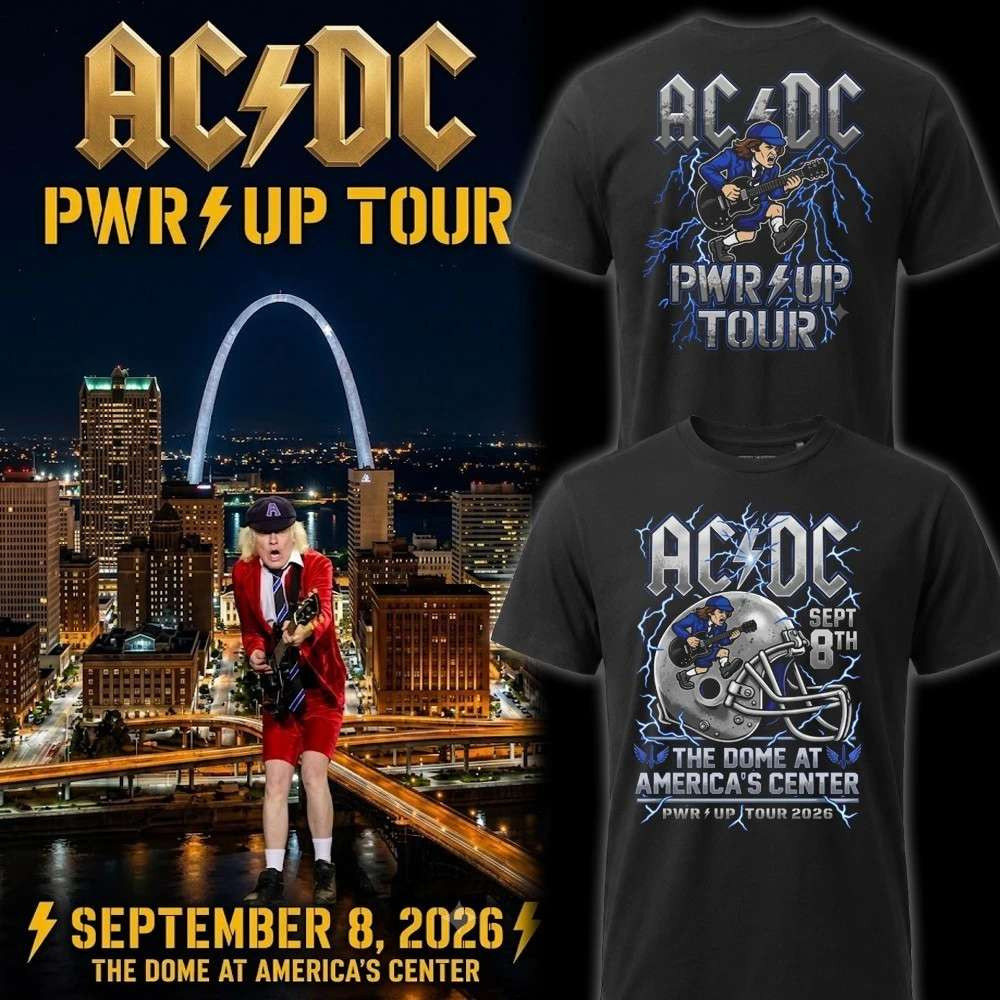 ACDC St Louis MO Battlehawks Tour 2026 T-Shirt ACDC Merch Gift Ideas For Music Lovers