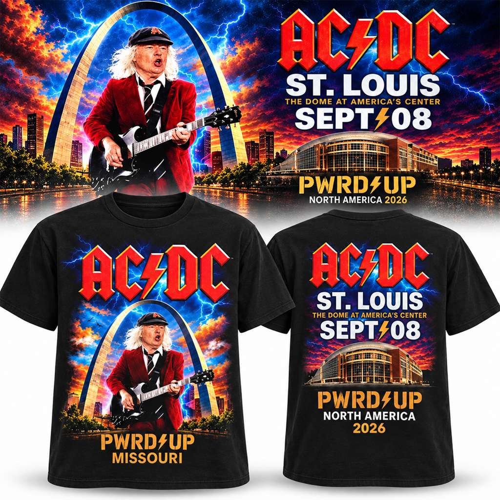 ACDC St Louis MO Power Up Tour 2026 Event T-Shirt ACDC Merch Music Related Gifts For Guys