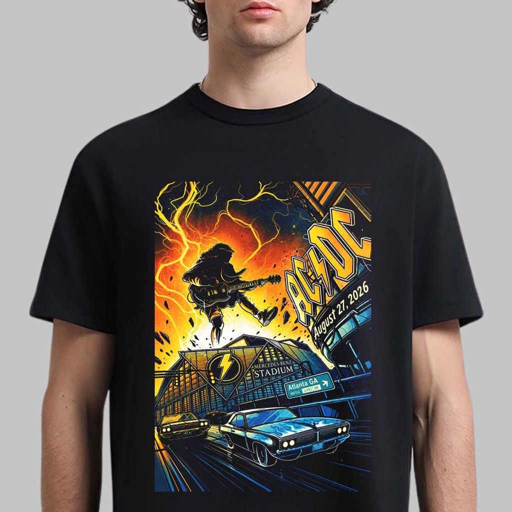 ACDC Tour Merch AC DC Atlanta GA 2026 Venue Poster T-Shirt Gifts For Rock Band Fans ACDC Tour Merch AC DC Atlanta GA 2026 Venue Poster T-Shirt Gifts For Rock Band Fans