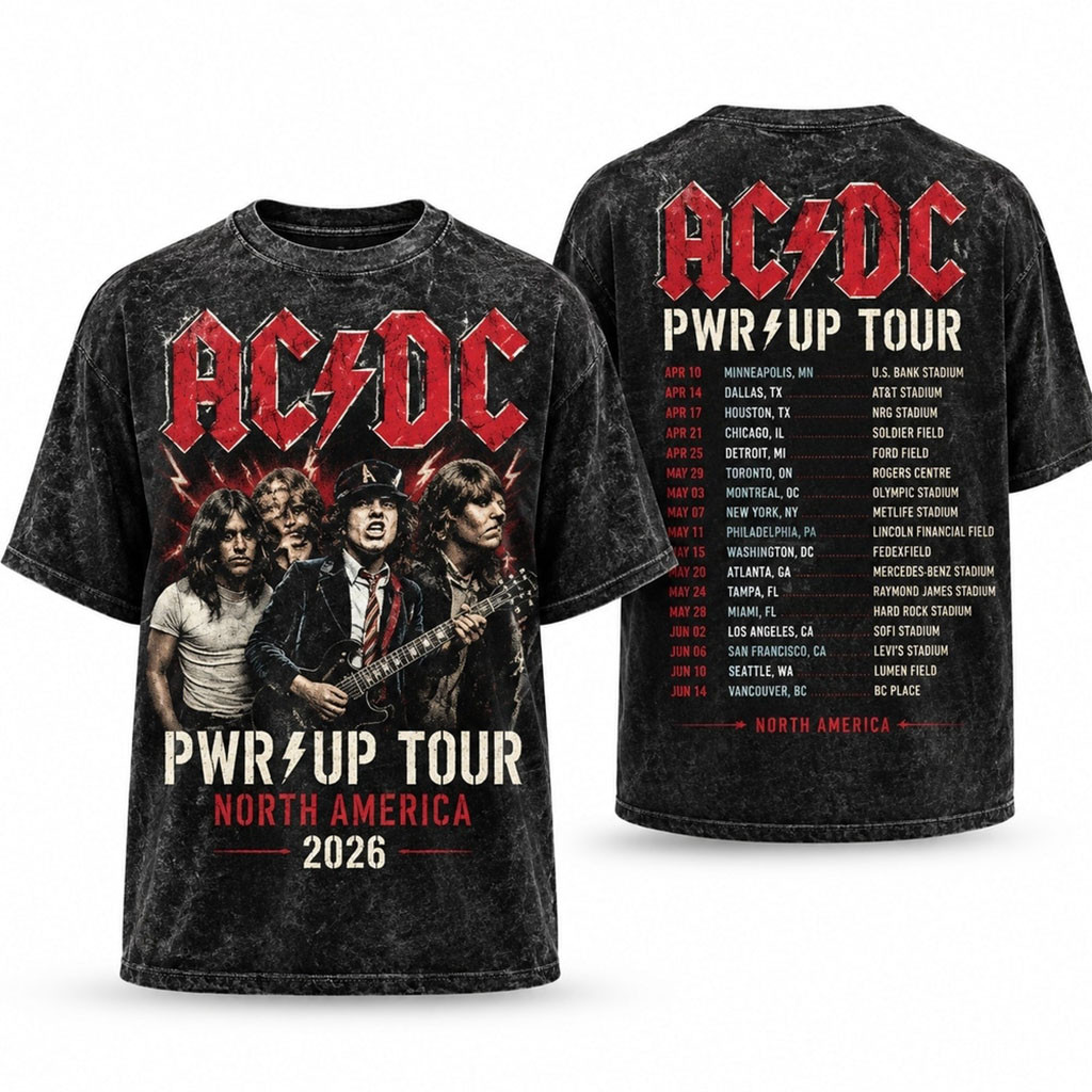 ACDC Vintage Style Power Up Tour 2026 Band Graphic T-Shirt AC DC Merch Gift For Music Lovers