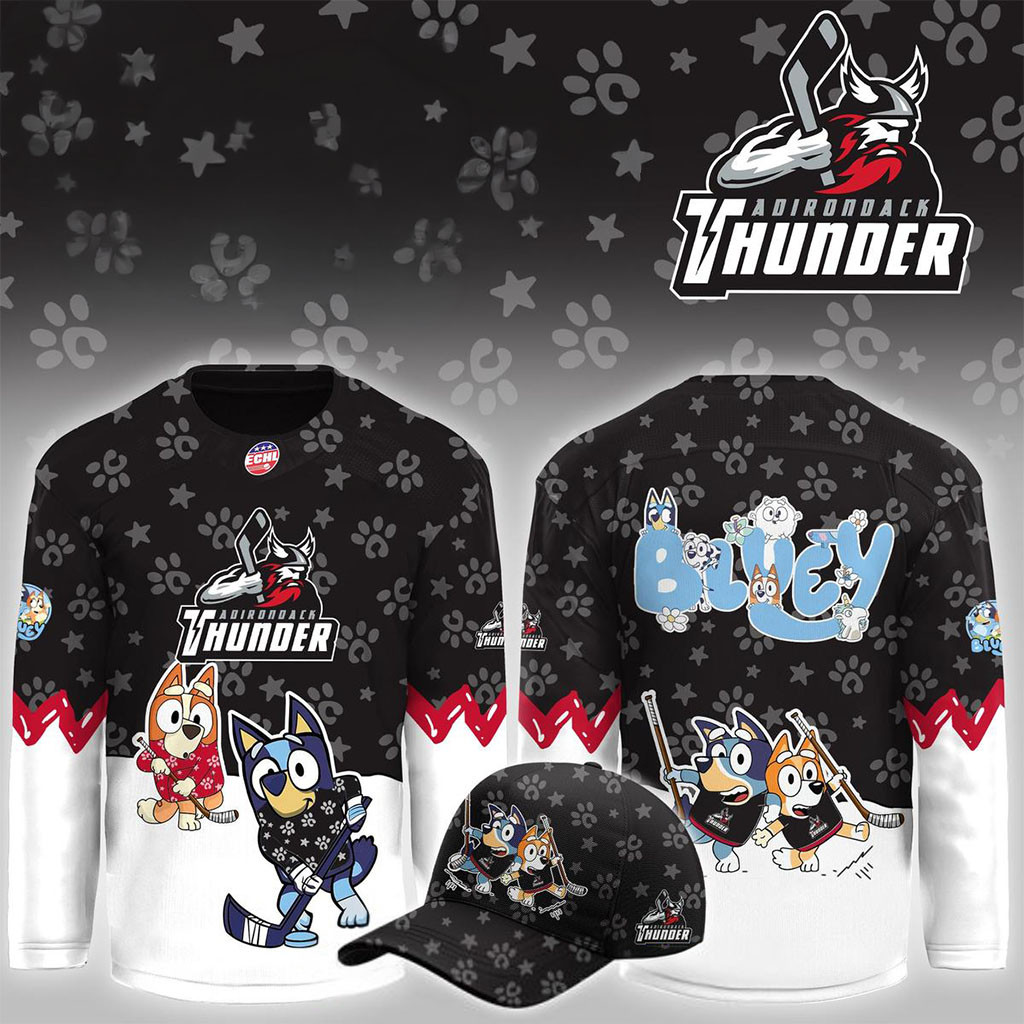 Adirondack Thunder Bluey And Bingo Night 2026 Christmas Hockey Jersey Adirondack Thunder Merch