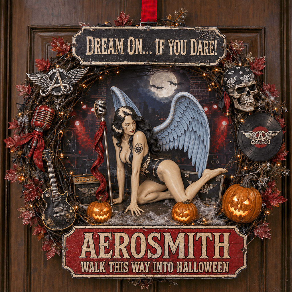 Aerosmith X Halloween Merch Dream On If You Dear Door Sign Home Decor Gift For Rock Fans