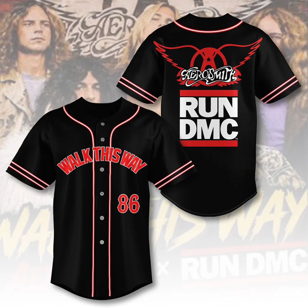 Aerosmith X RUN DMC Walk This Way Baseball Jersey 2026 Aerosmith Merch Gift For Music Lovers