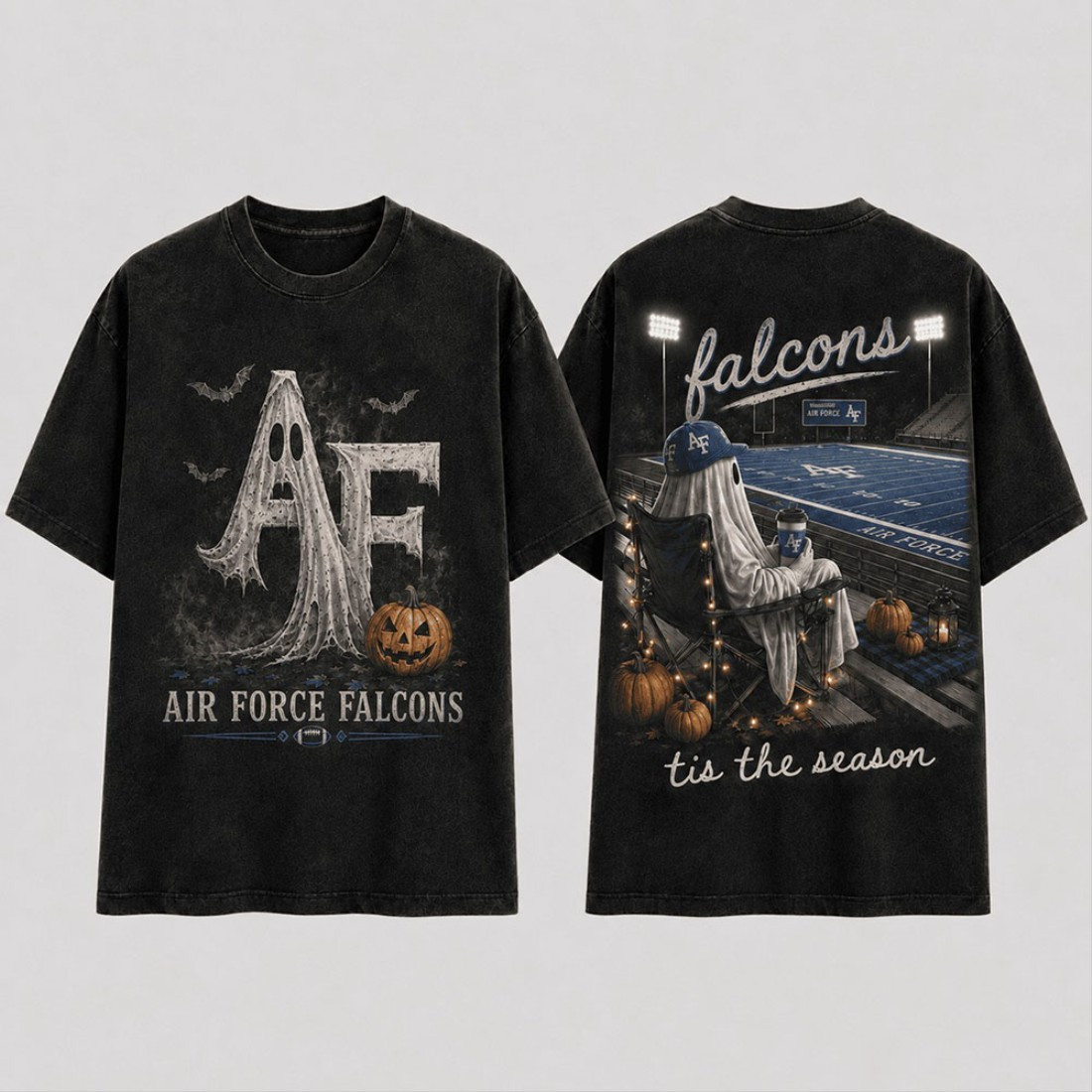 Air Force Falcons Halloween Ghost Vintage T-Shirt Tis The Season Shirt AF Falcons Merch Gifts