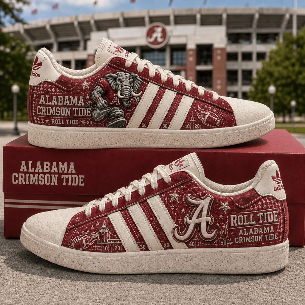 Alabama Crimson Tide Mascot Football Sneakers Crimson Tide Merch Gifts For Football Fan Alabama Crimson Tide Mascot Football Sneakers Crimson Tide Merch Gifts For Football Fan
