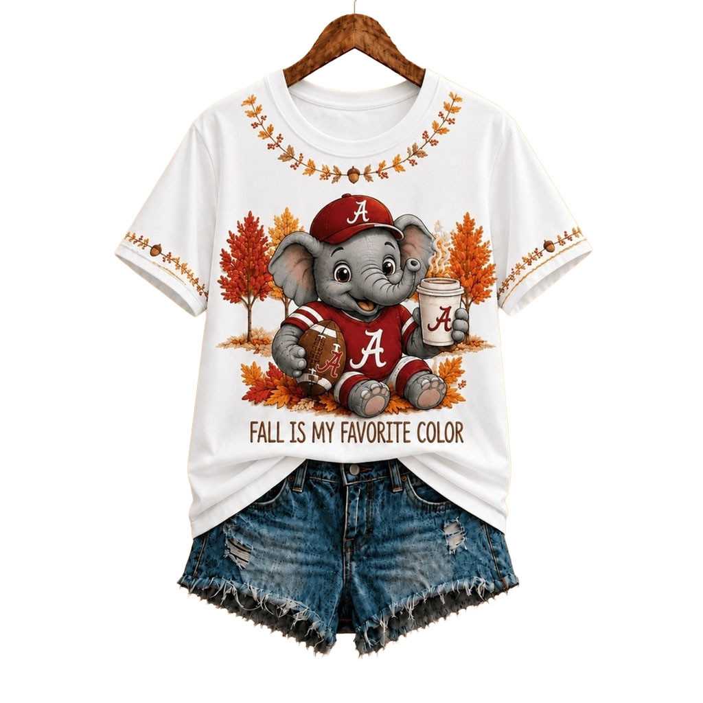 Alabama Crimson Tide Merch Fall Is My Favorite Color T-Shirt Football Enthusiast Gifts