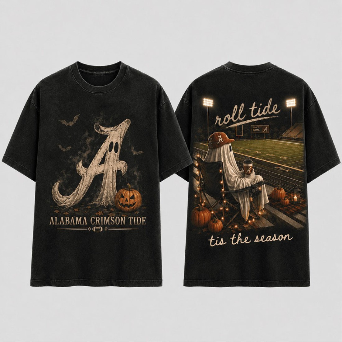 Alabama Crimson Tide Merch Halloween Ghost Vintage T-Shirt Tis The Season Shirt Spooky Gifts