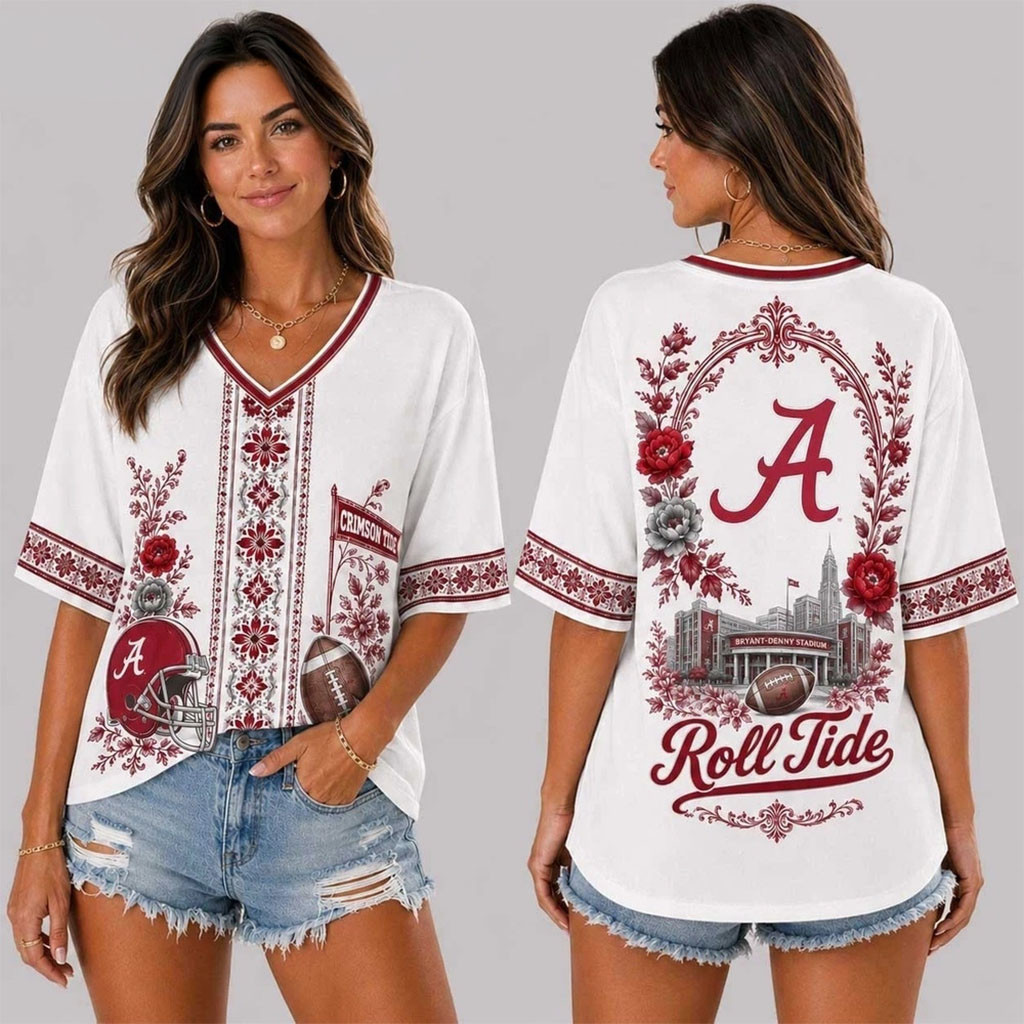 Alabama Crimson Tide Merch Roll Tide Collegiate Pride V-Neck Shirt Football Related Gifts