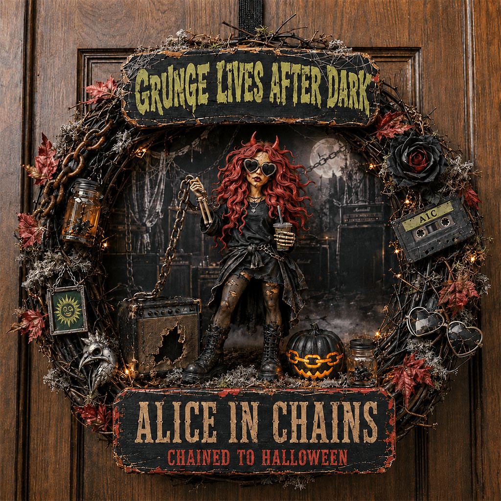 Alice In Chains Chained To Halloween Door Sign Grunge Lives After Dark Wreath Halloween Gifts