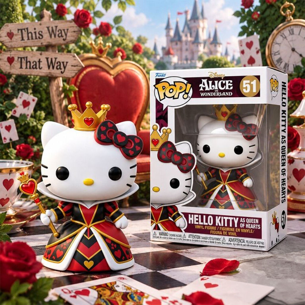 Alice In Wonderland Hello Kitty As Queen Of Hearts Funko Pop Alice In Wonderland Merch Decor