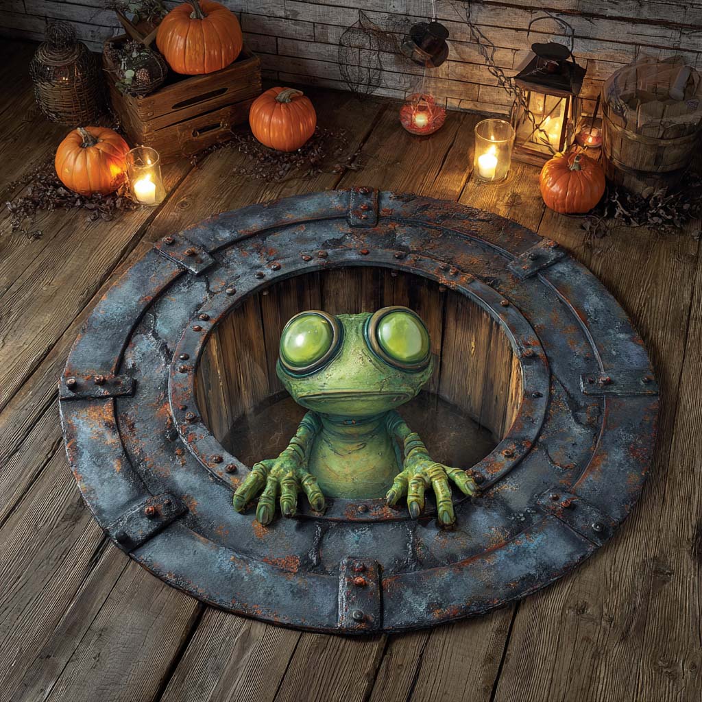 Alien from the Depths Quilted Round Mat Indoor Halloween Decor Good Housewarming Presents