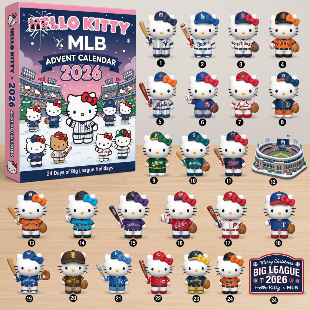 All Baseball Team X Hello Kitty Advent Calendar 2026 Christmas Gift For Baseball Lovers