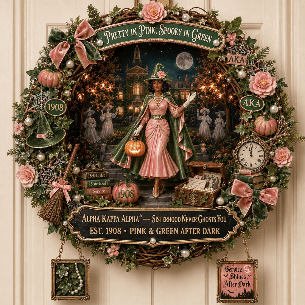 Alpha Kappa Alpha Halloween Door Sign Sisterhood Never Ghost You Door Hanger AKA Merch Decor