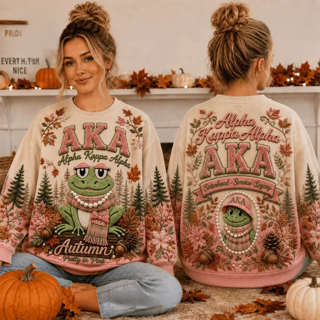 Alpha Kappa Alpha Sorority Frog Mascot Autumn Sweatshirt Alpha Kappa Alpha Merch Gift For Her