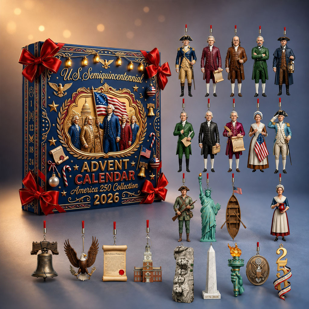 America 250 US Semiquincentennial Patriotic 2026 Advent Calendar Christmas Gift For Patriots