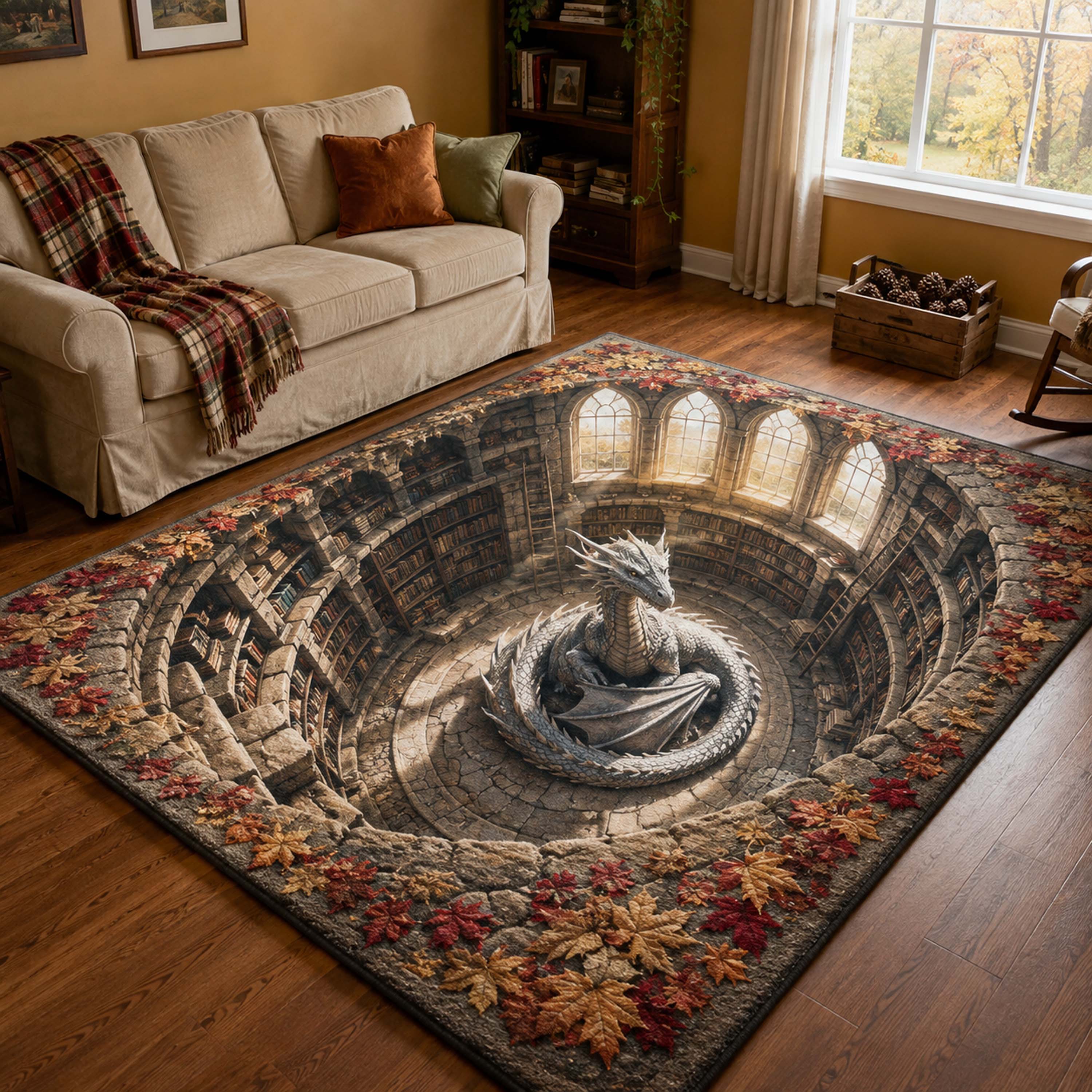 Ancient Library Area Rug Goth Living Room Decor Good Halloween Gifts