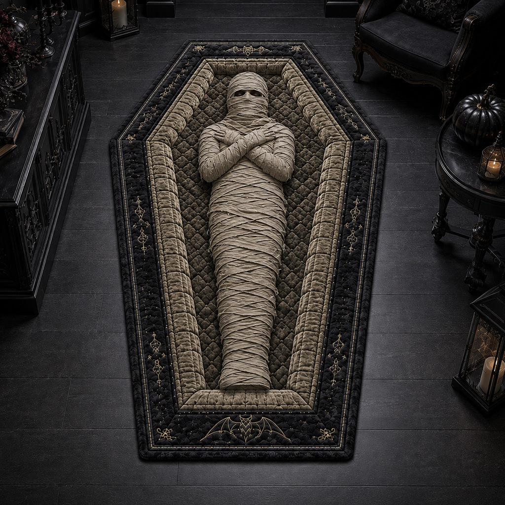 Ancient Mummy Coffin Custom Shape Area Rug Gothic Living Room Design Awesome Halloween Gifts