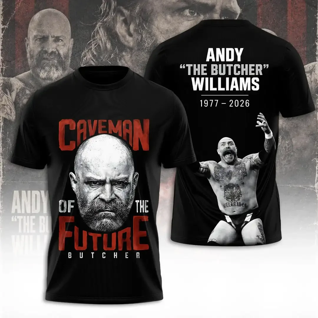 Andy The Butcher Williams T-Shirt Caveman Of The Future Butcher Tee Andy Williams Memorial Gift