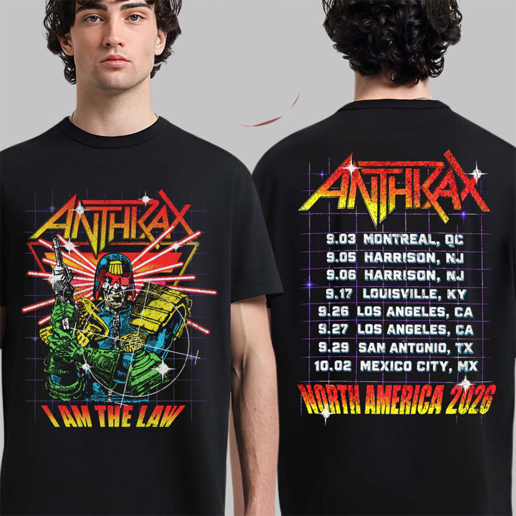 Anthrax North America 2026 Tour Merch I Am The Law Cyber Judge T-Shirt Music Fan Apparel