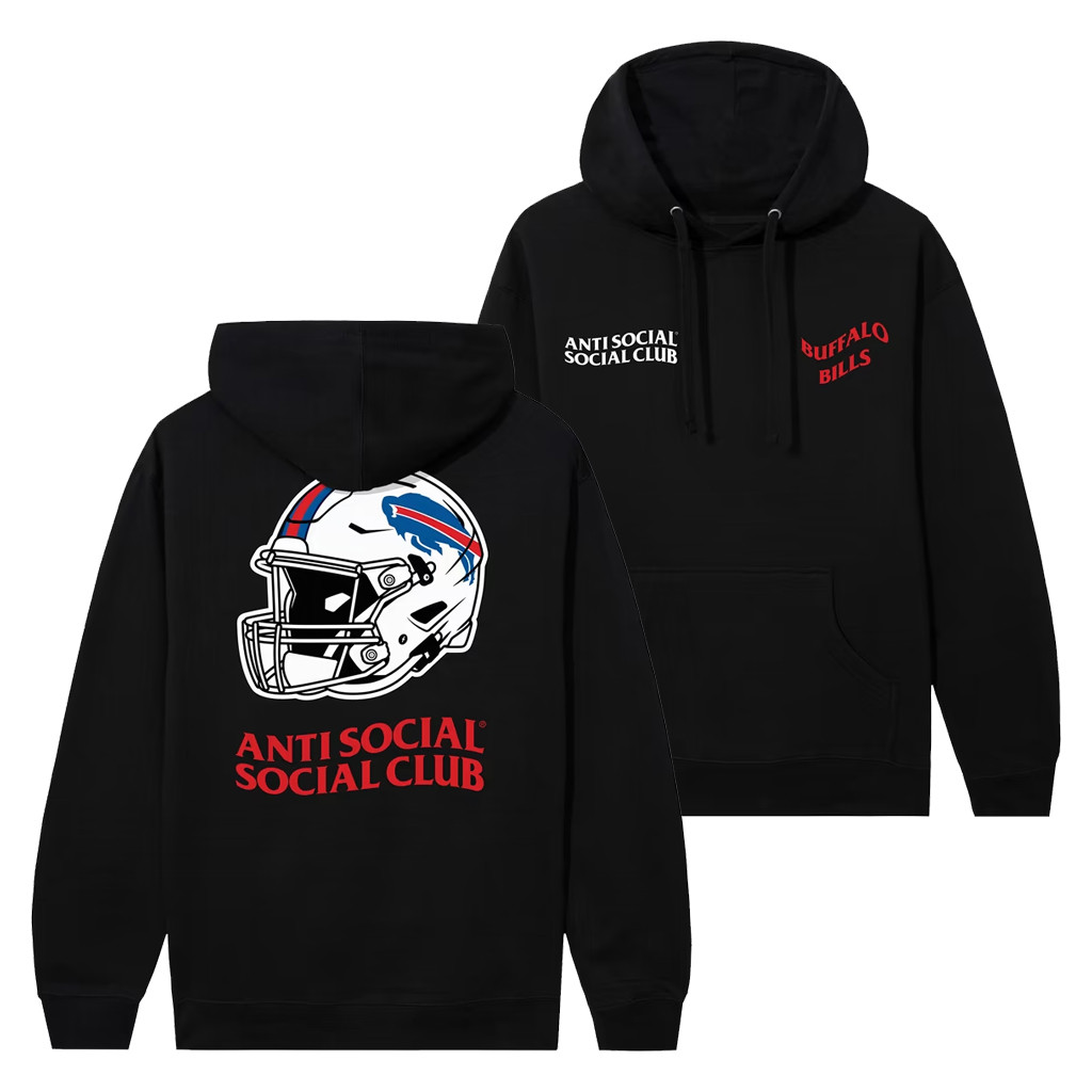 AntiSocialSocialClub x NFL Merch 2026 AntiSocialSocialClub x Buffalo Bills Impact Hoodie Black
