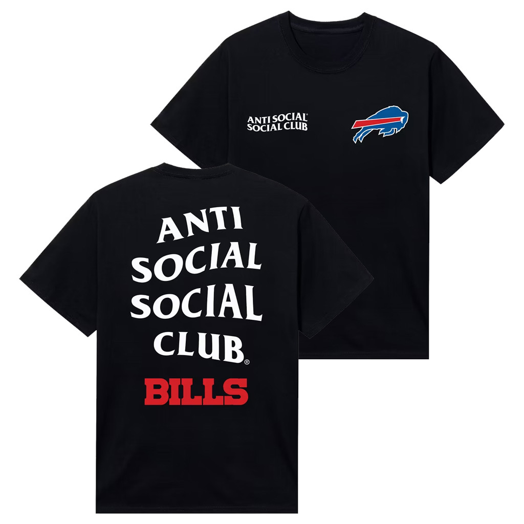 AntiSocialSocialClub x NFL Merch 2026 AntiSocialSocialClub x Buffalo Bills Team T-Shirt Black