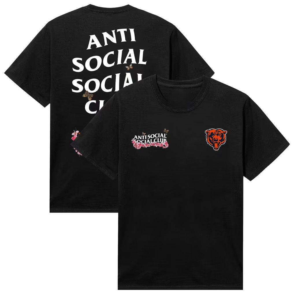 AntiSocialSocialClub x NFL Merch 2026 AntiSocialSocialClub x Chicago Bears Blossom Shirt Black