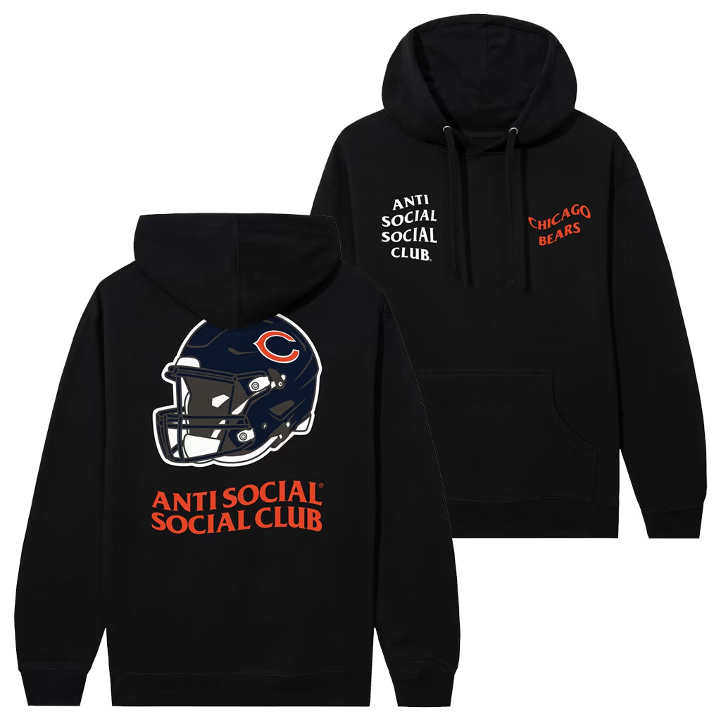 AntiSocialSocialClub x NFL Merch 2026 AntiSocialSocialClub x Chicago Bears Impact Hoodie Black